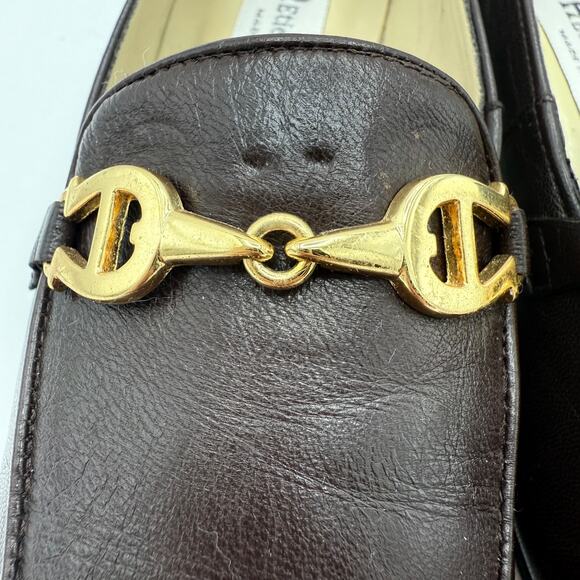 Vintage Etienne Aigner Loafers 7.5M Black Leather Horsebit Spain "Zoey" Preppy - Picture 12 of 14